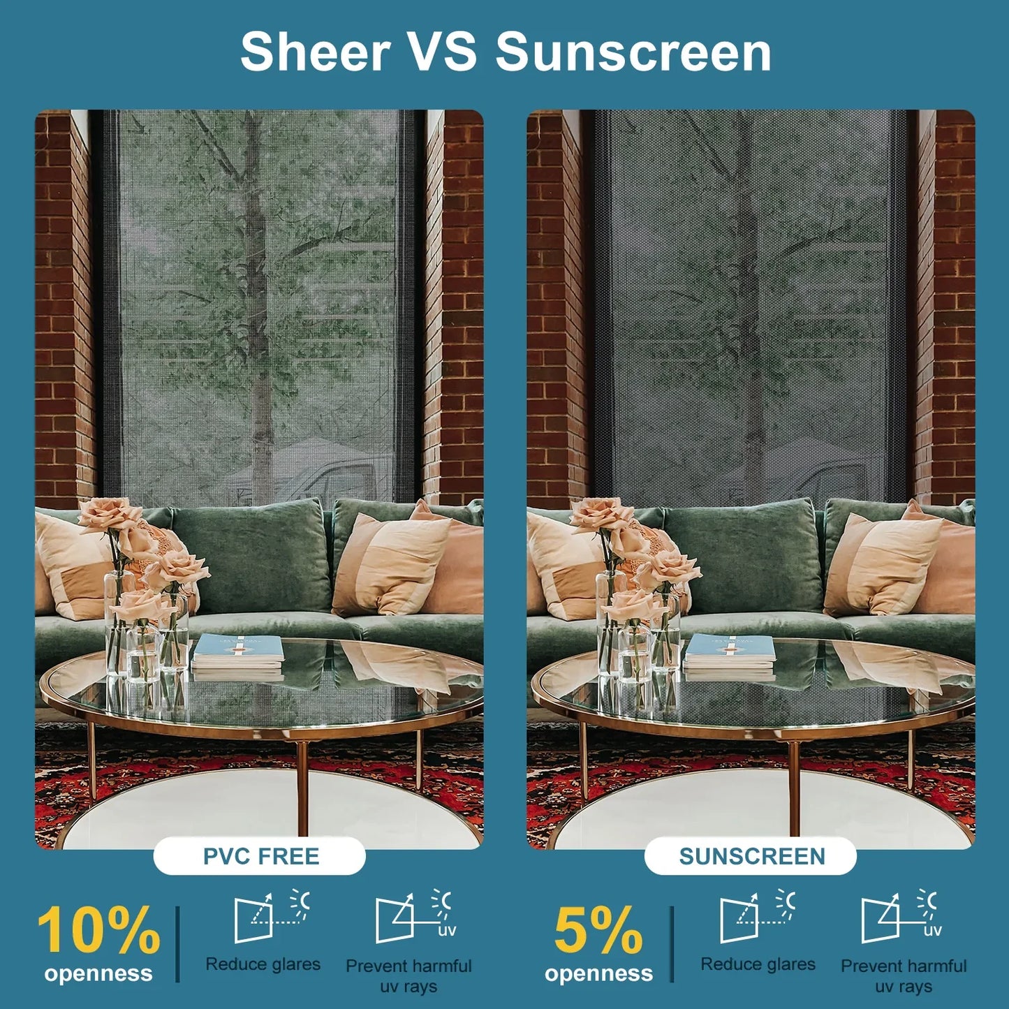 Motorized Light Filtering Solar Shades 1%/3%/5% Openness Aventus