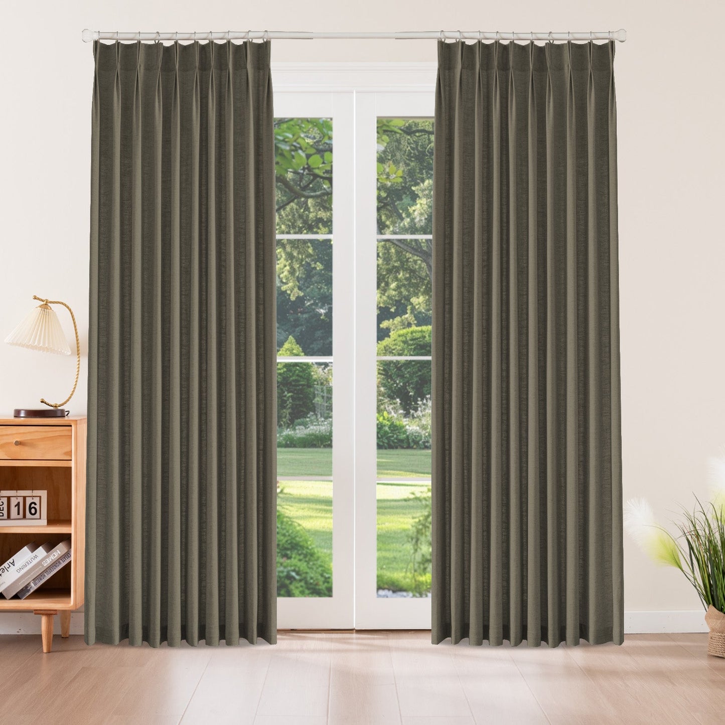 Caelis Textured Linen Cotton Blend Curtain Pleated