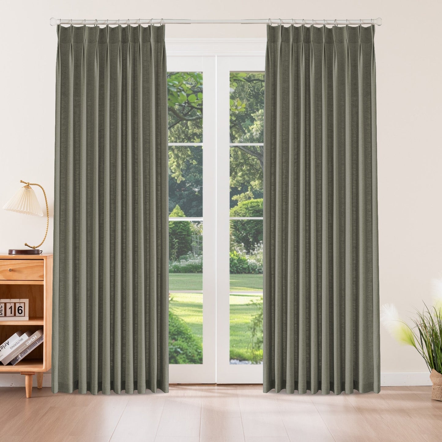 Caelis Textured Linen Cotton Blend Curtain Pleated