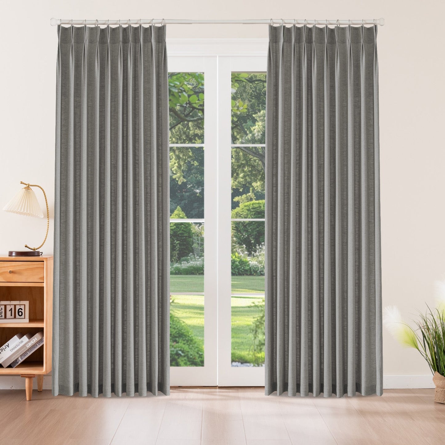 Caelis Textured Linen Cotton Blend Curtain Pleated