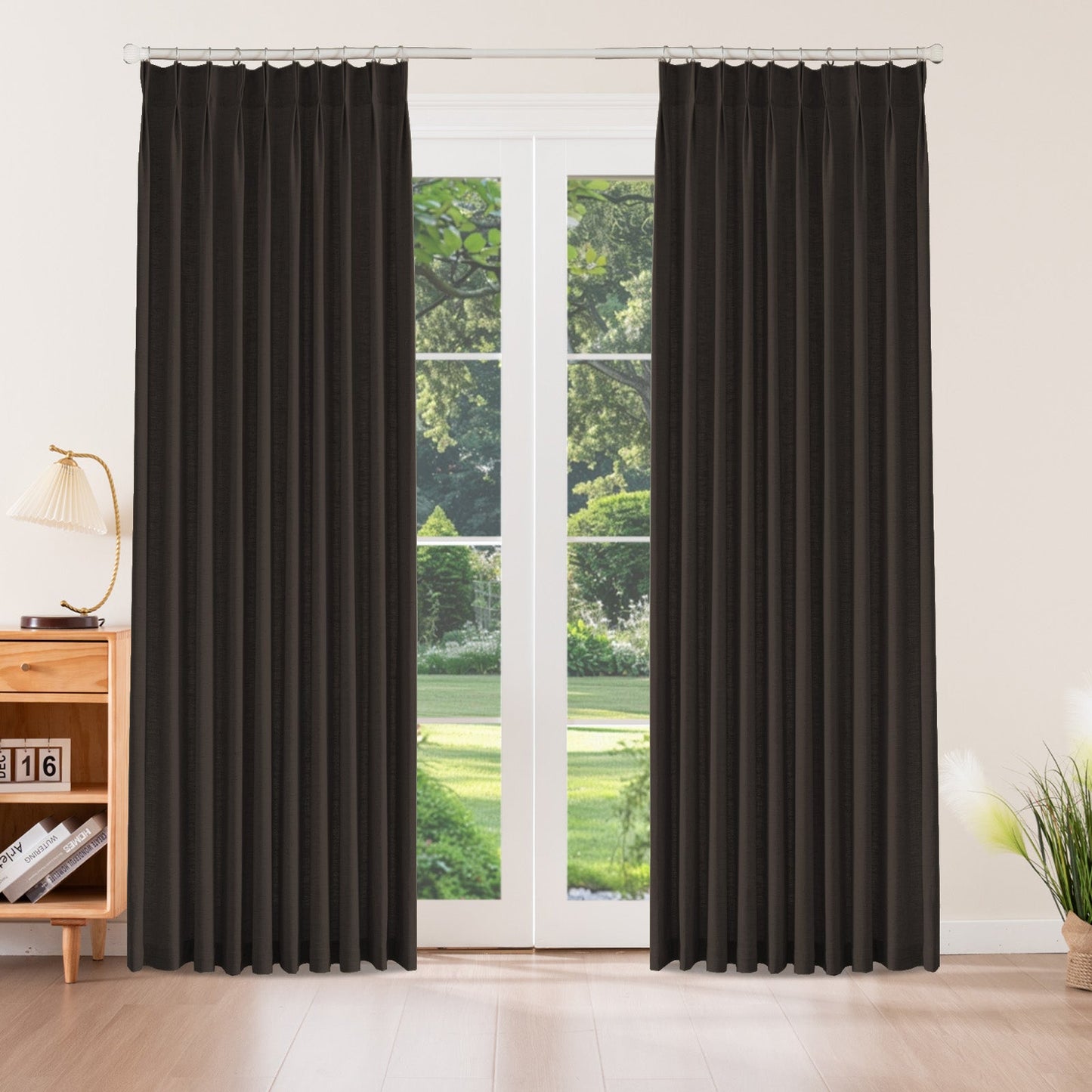 Caelis Textured Linen Cotton Blend Curtain Pleated