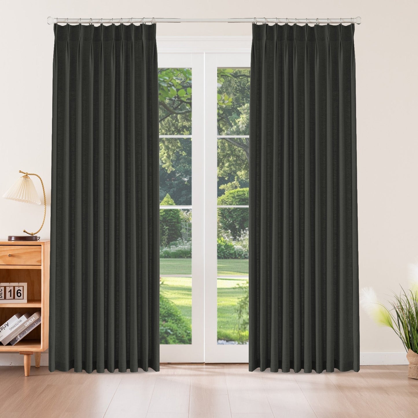 Caelis Textured Linen Cotton Blend Curtain Pleated