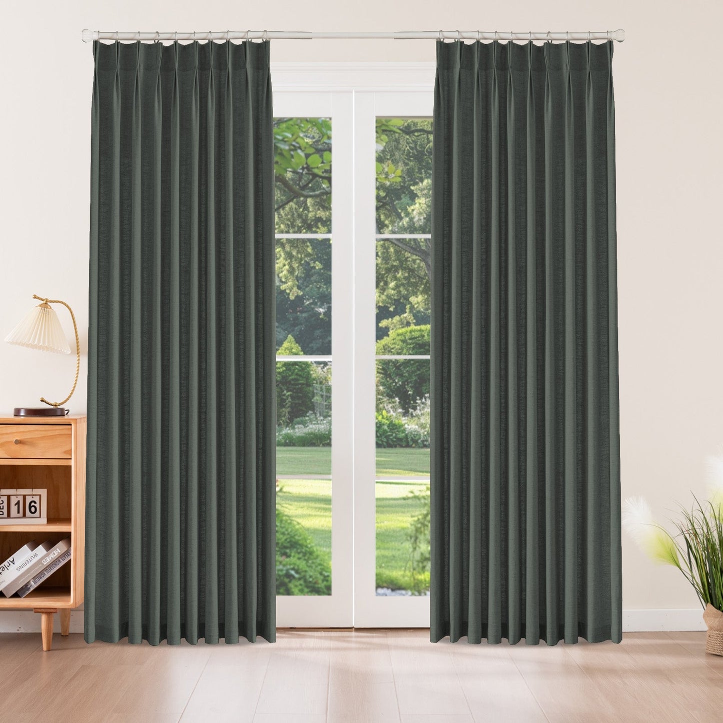Caelis Textured Linen Cotton Blend Curtain Pleated