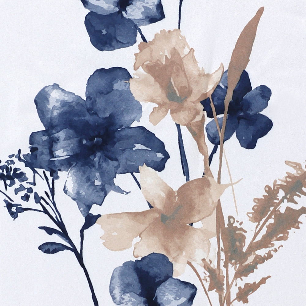 Black Back Printed Floral Curtain