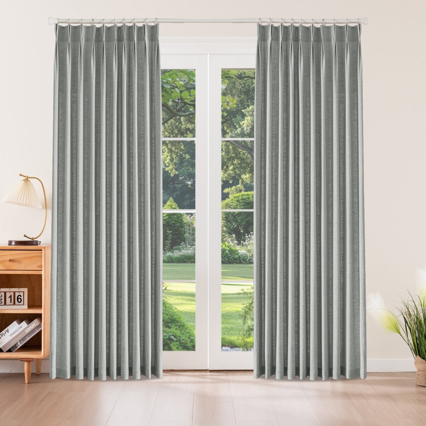 Caelis Textured Linen Cotton Blend Curtain Pleated