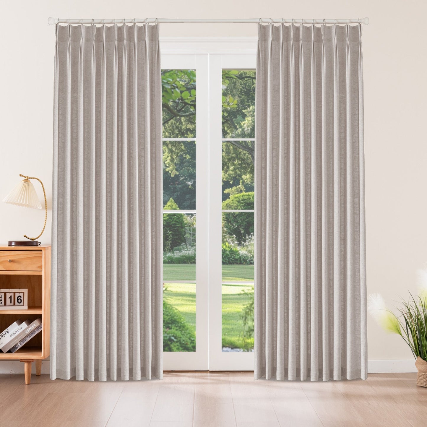 Caelis Textured Linen Cotton Blend Curtain Pleated