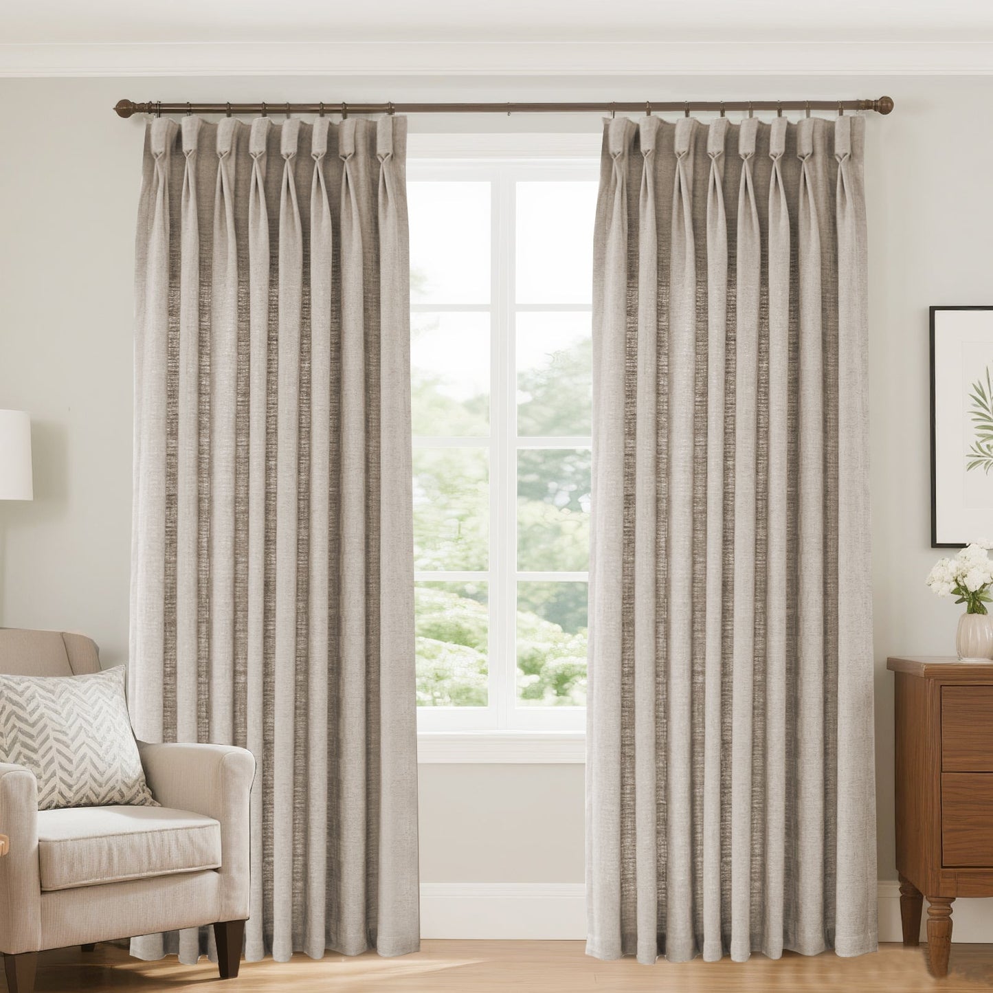 Bil Blended Linen Curtain Pleated