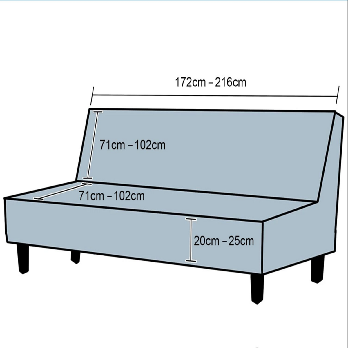 Smarcute 3 Seater Armless Futon Sofa Bed Cover Stretch Couch Protector