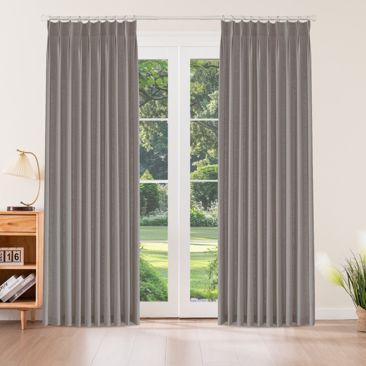 Caelis Textured Linen Cotton Blend Curtain Pleated
