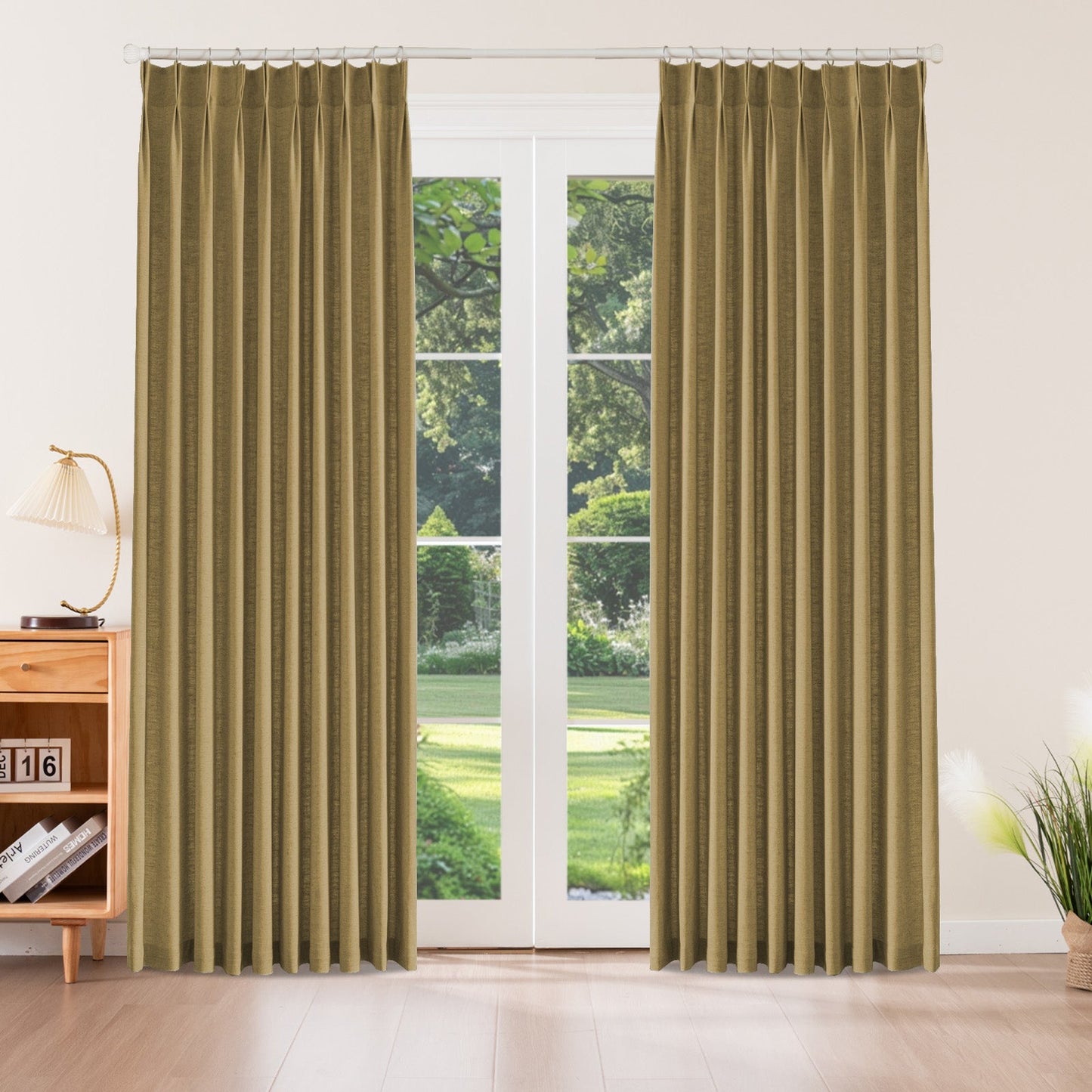 Caelis Textured Linen Cotton Blend Curtain Pleated