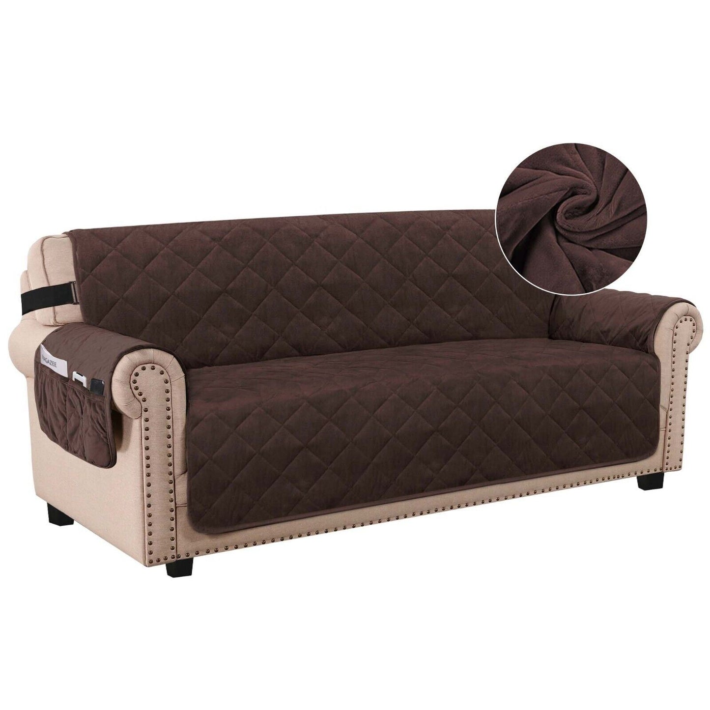 Smarcute Thick Velvet Sofa Cover Washable Furniture Protector for 3 Seater