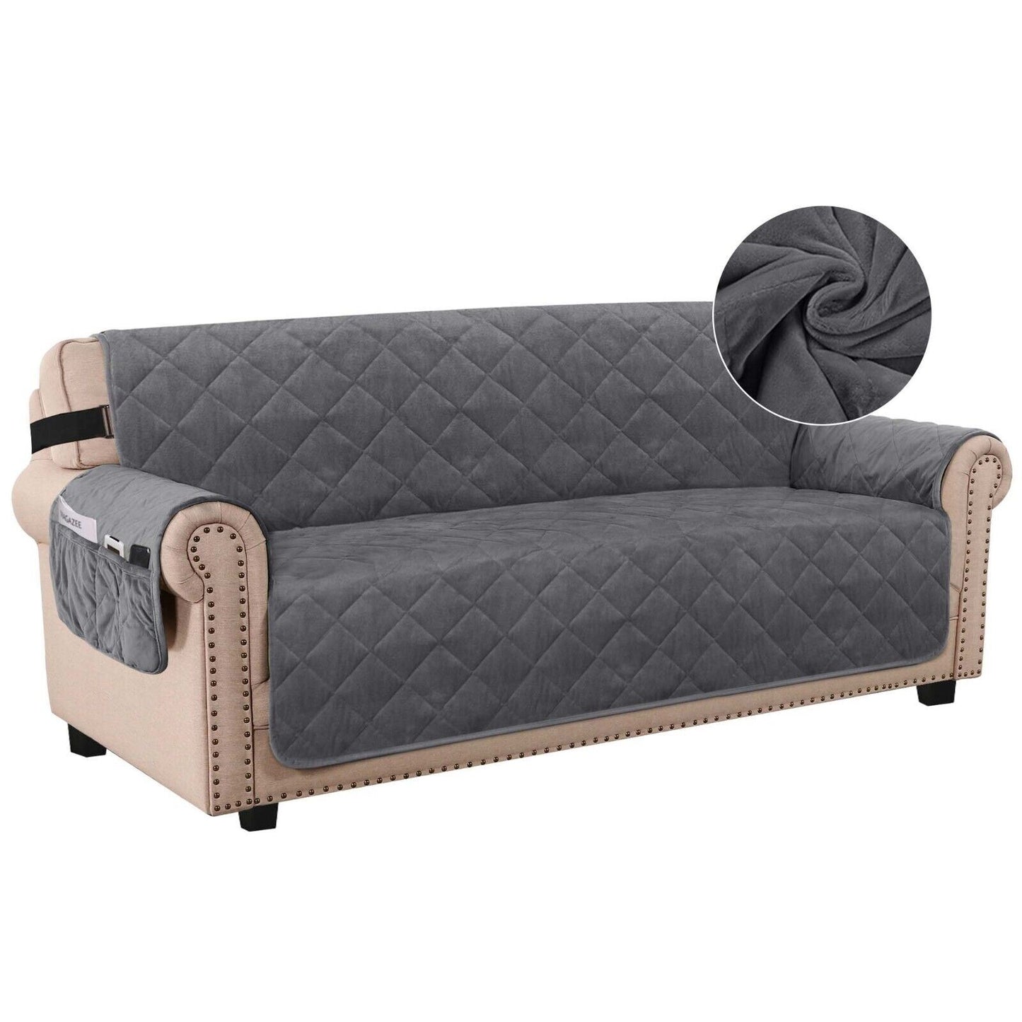 Smarcute Thick Velvet Sofa Cover Washable Furniture Protector for 3 Seater