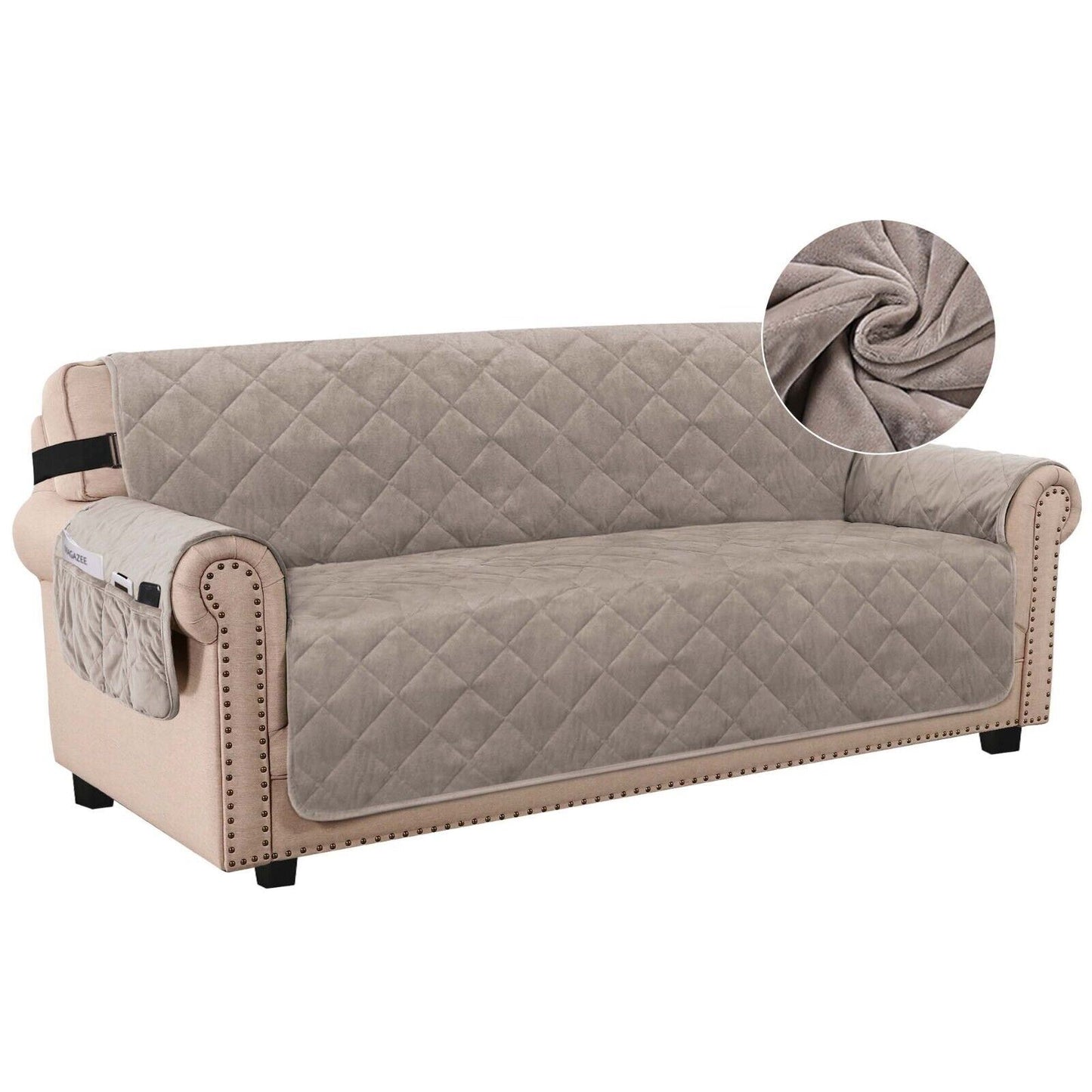Smarcute Thick Velvet Sofa Cover Washable Furniture Protector for 3 Seater
