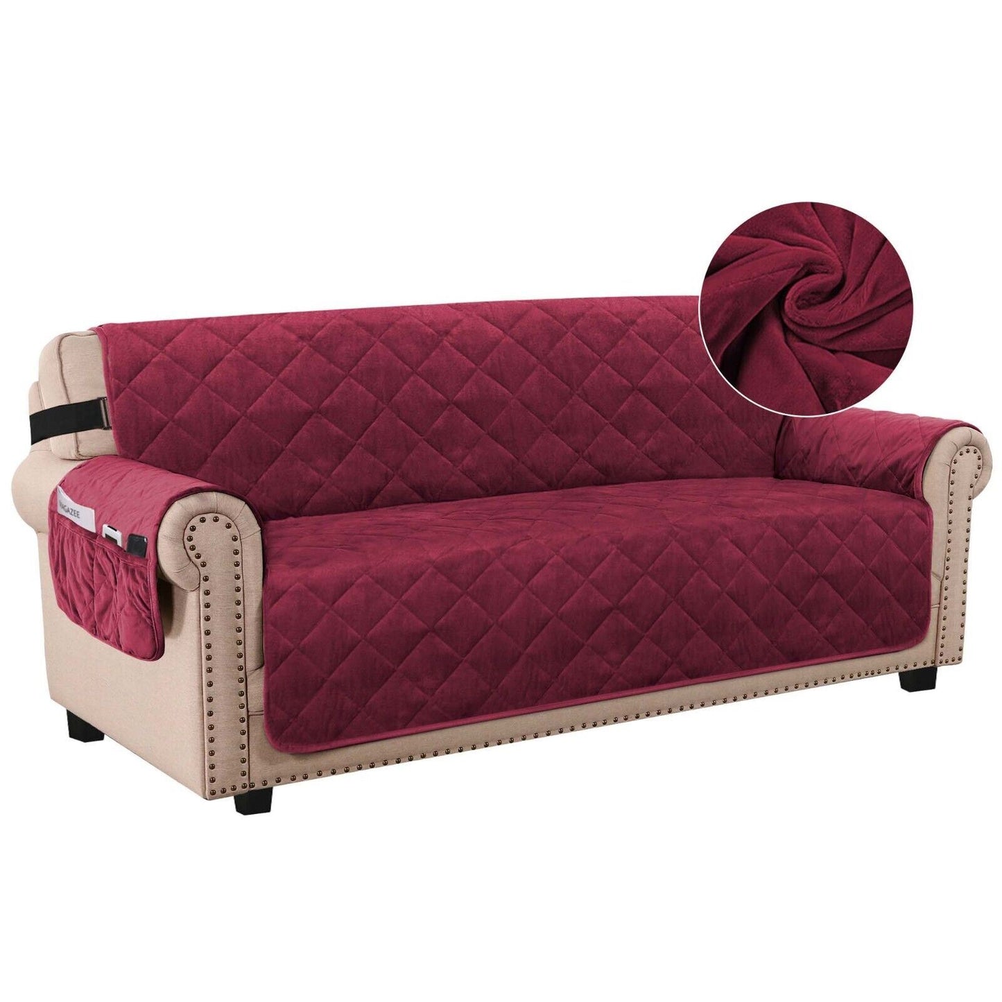 Smarcute Thick Velvet Sofa Cover Washable Furniture Protector for 3 Seater