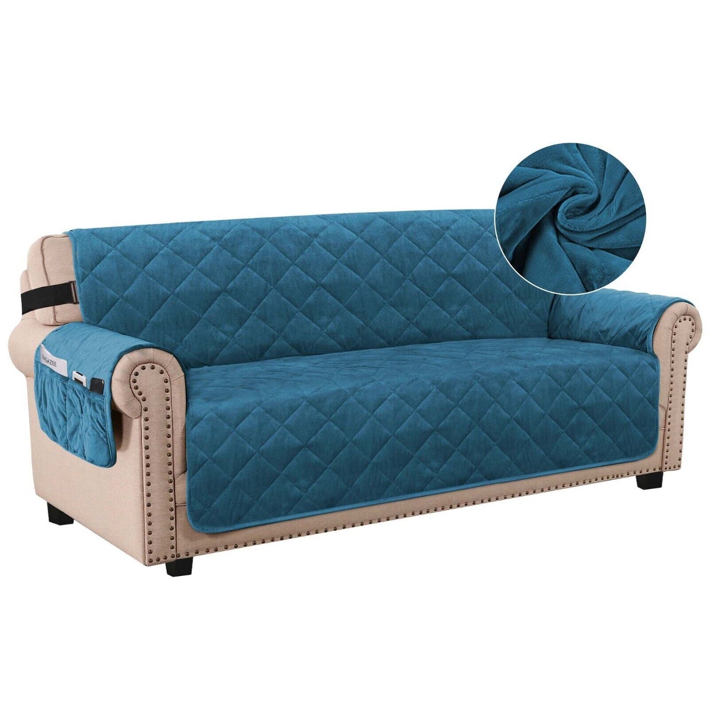 Smarcute Thick Velvet Sofa Cover Washable Furniture Protector for 3 Seater