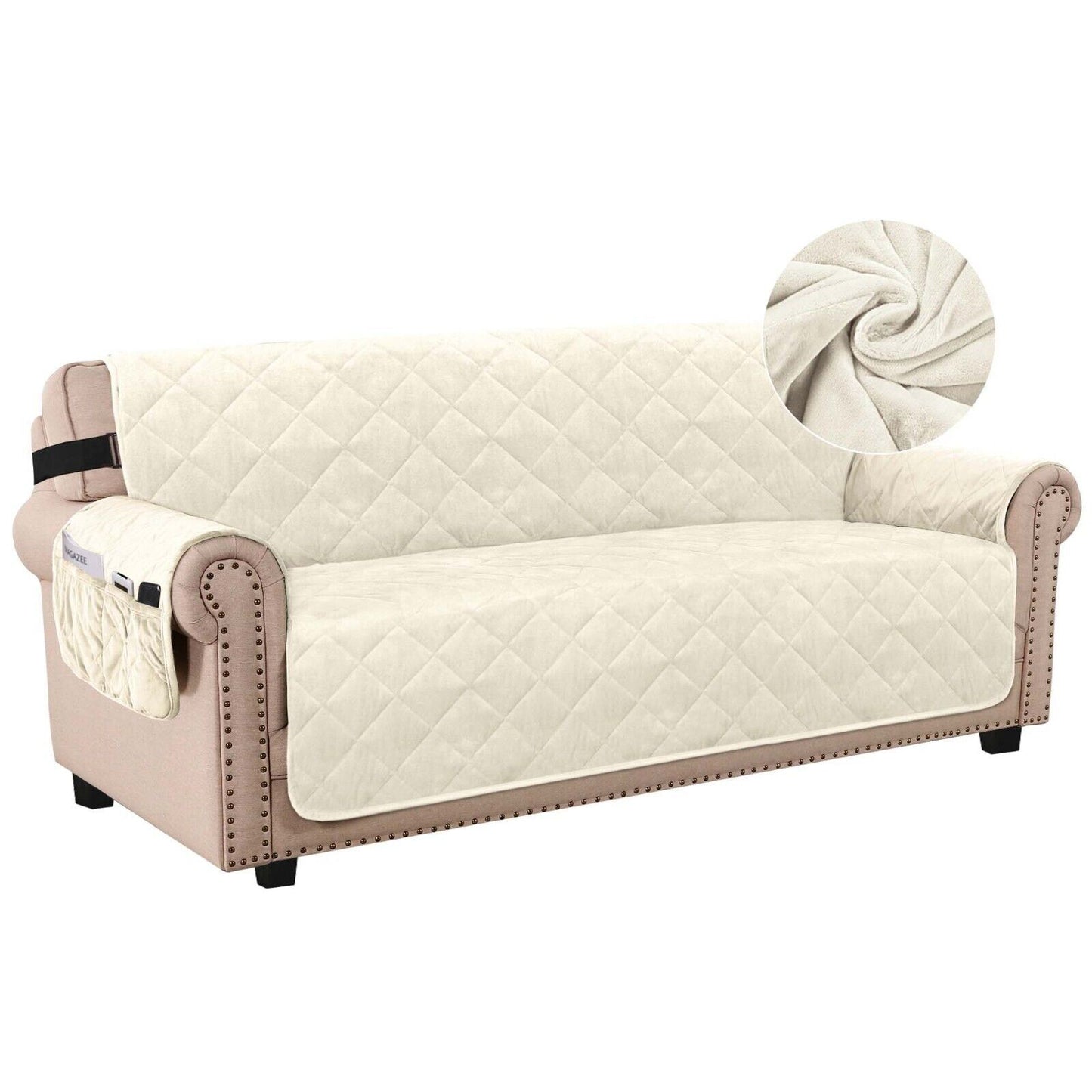 Smarcute Thick Velvet Sofa Cover Washable Furniture Protector for 3 Seater