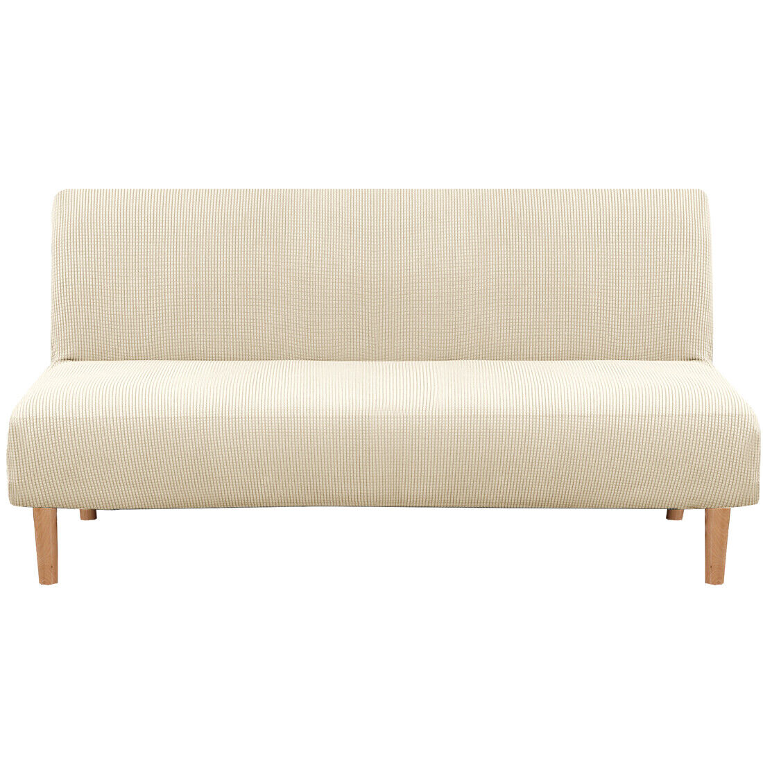 Futon Slipcover Armless Stretch Sofa Bed Protector Textured Small Check Jacquard