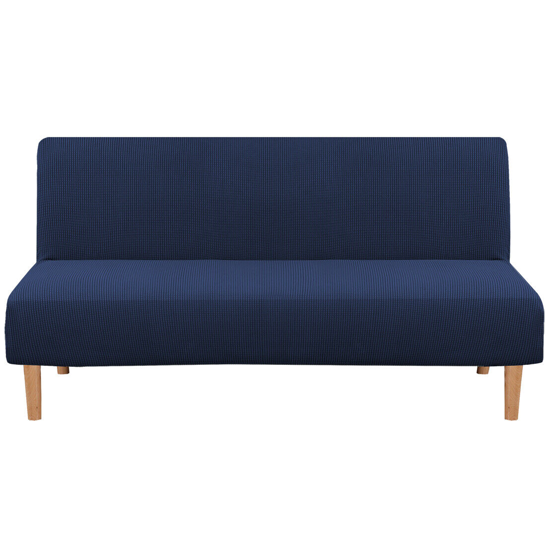 Futon Slipcover Armless Stretch Sofa Bed Protector Textured Small Check Jacquard