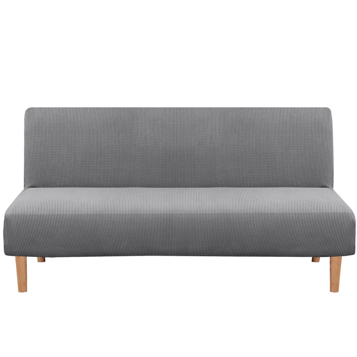 Futon Slipcover Armless Stretch Sofa Bed Protector Textured Small Check Jacquard