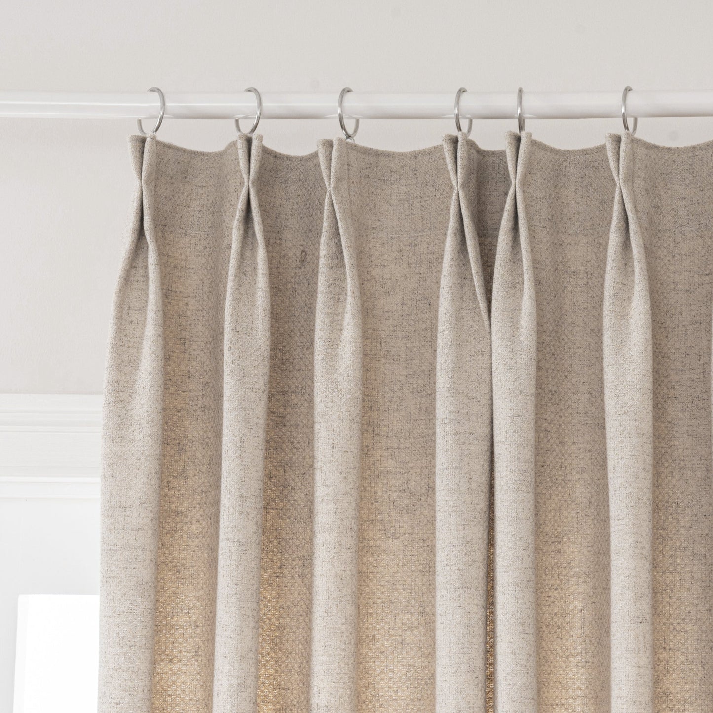 Bil Grid-Weave Linen Curtain Drapery Pleated