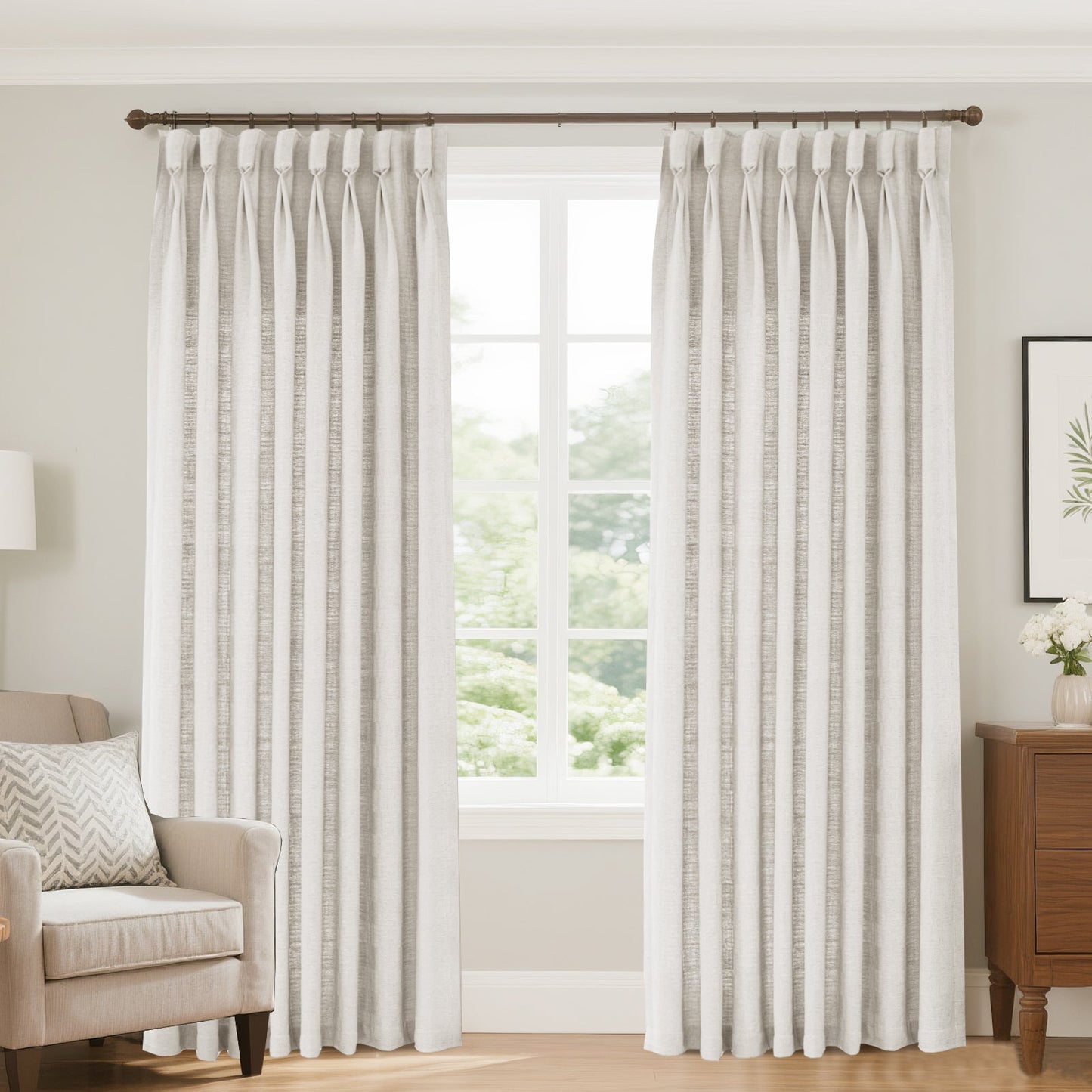Bil Blended Linen Curtain Pleated