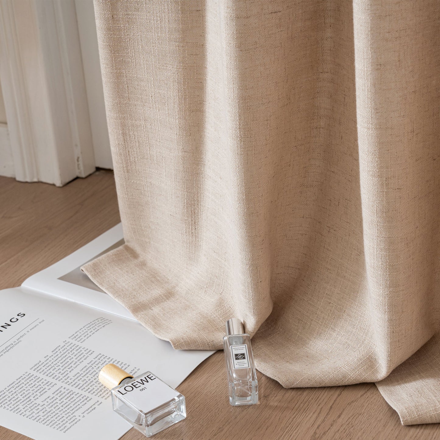 Caelis Textured Linen Cotton Blend Curtain Pleated