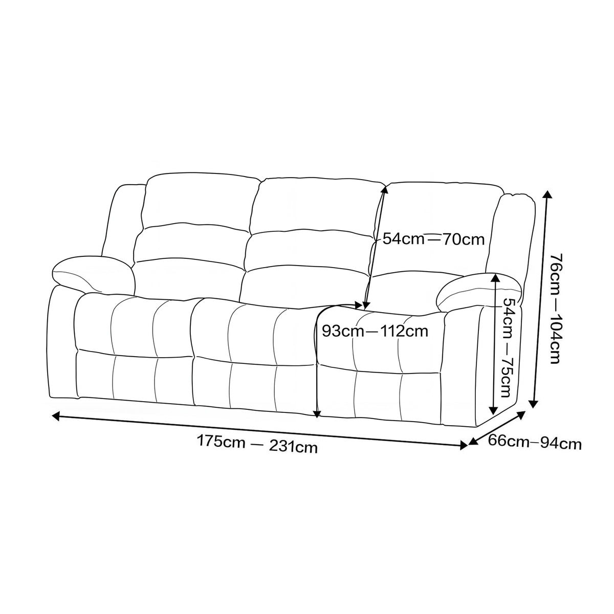 Smarcute 3 Seater Velvet Recliner Chair Sofa Couch Cover 8 Pieces