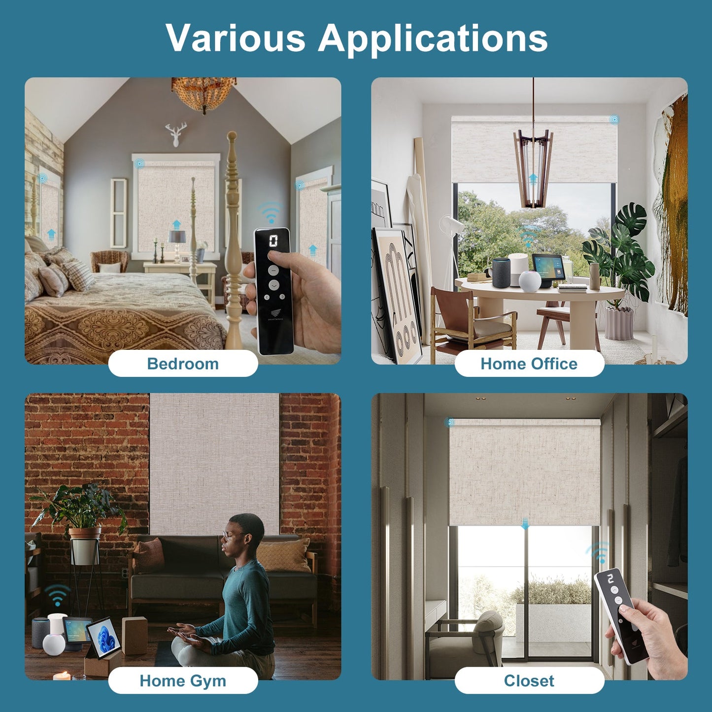 Motorized Roller Shades 100% Blackout Linen