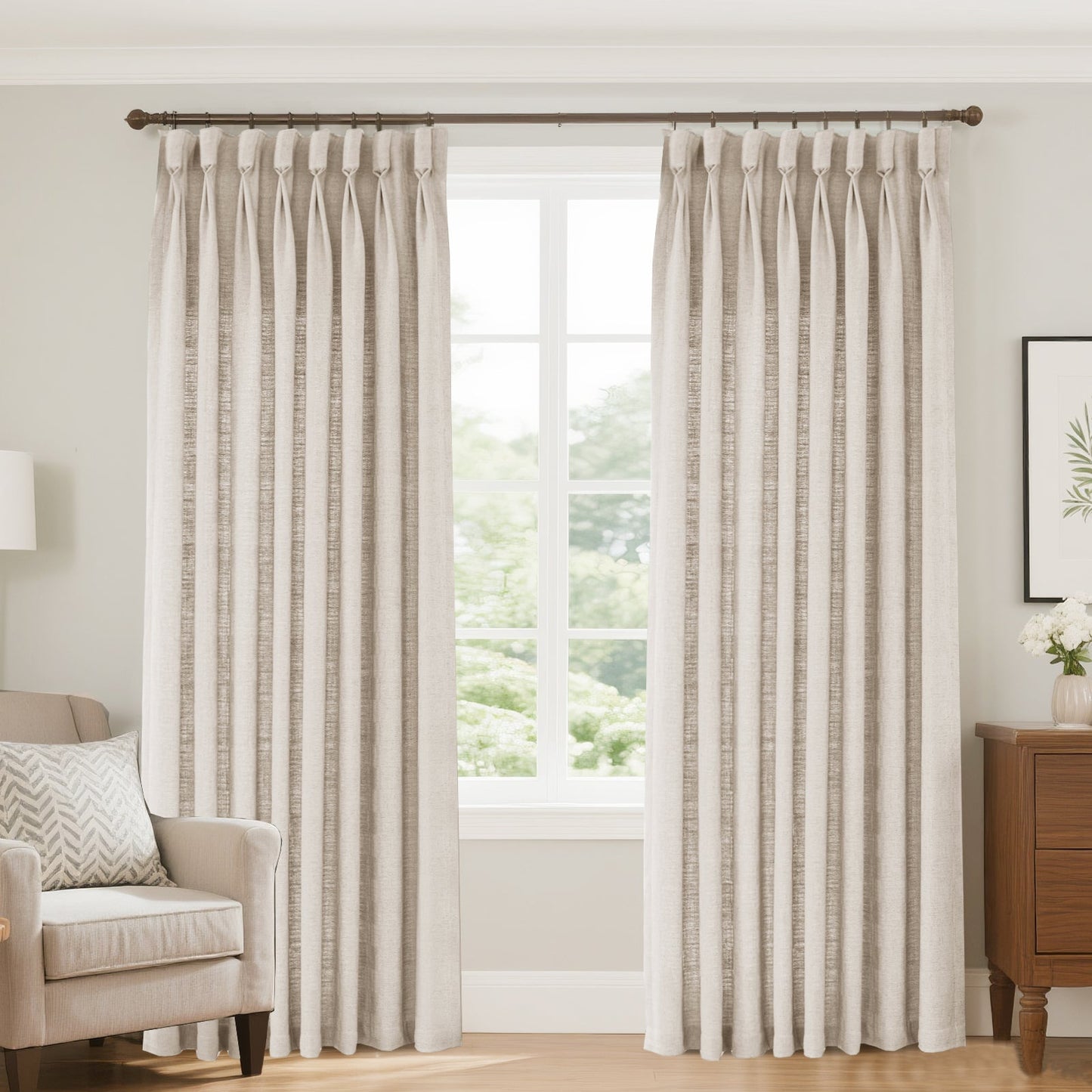 Bil Blended Linen Curtain Pleated