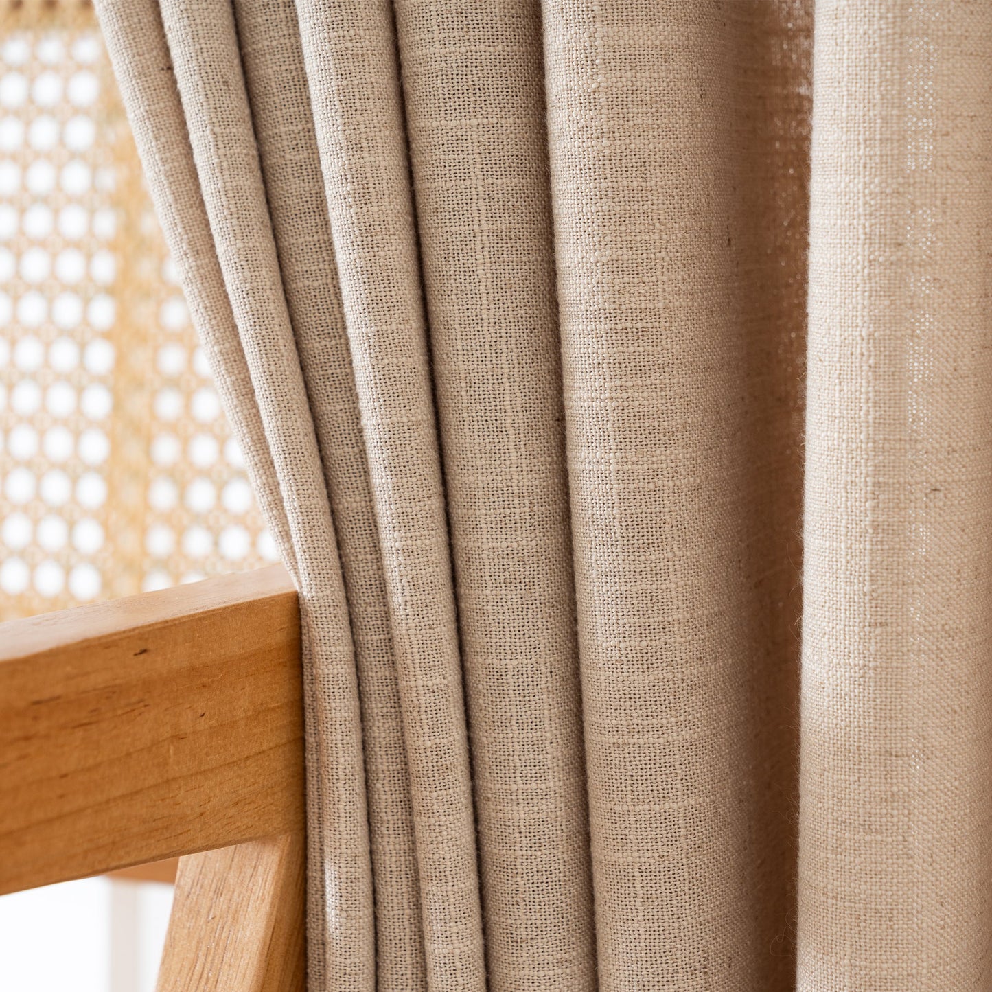 Caelis Textured Linen Cotton Blend Curtain Pleated