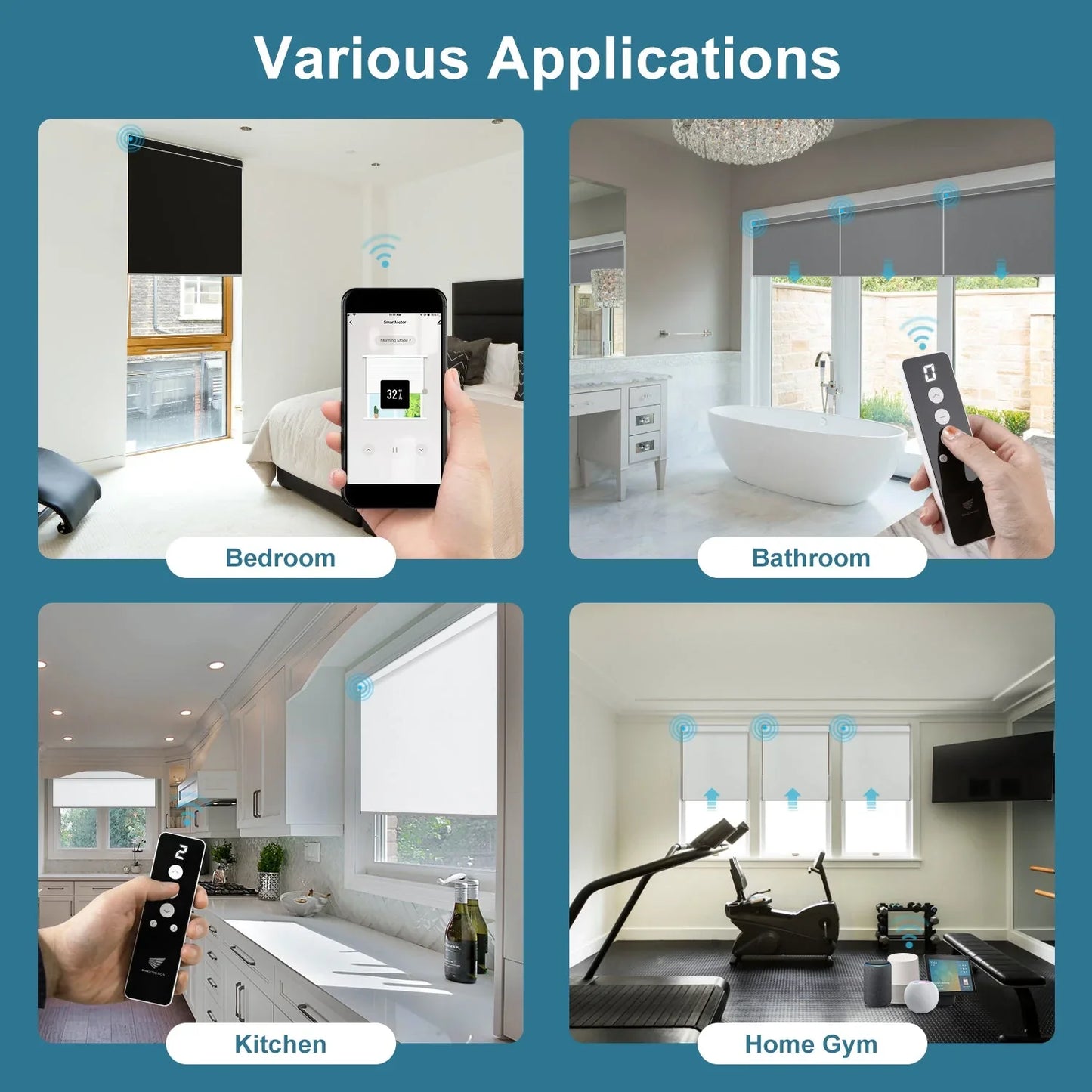 Hardwired Motorized Roller Shades 100% Blackout Vinyl