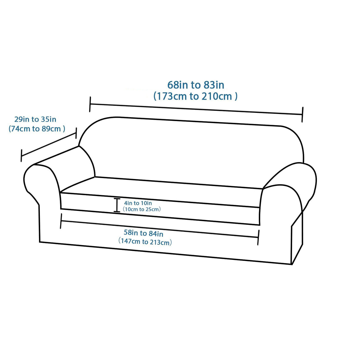 Smarcute 3 Seater 2-Piece Spandex Stretch Anti-Slip Sofa Cover
