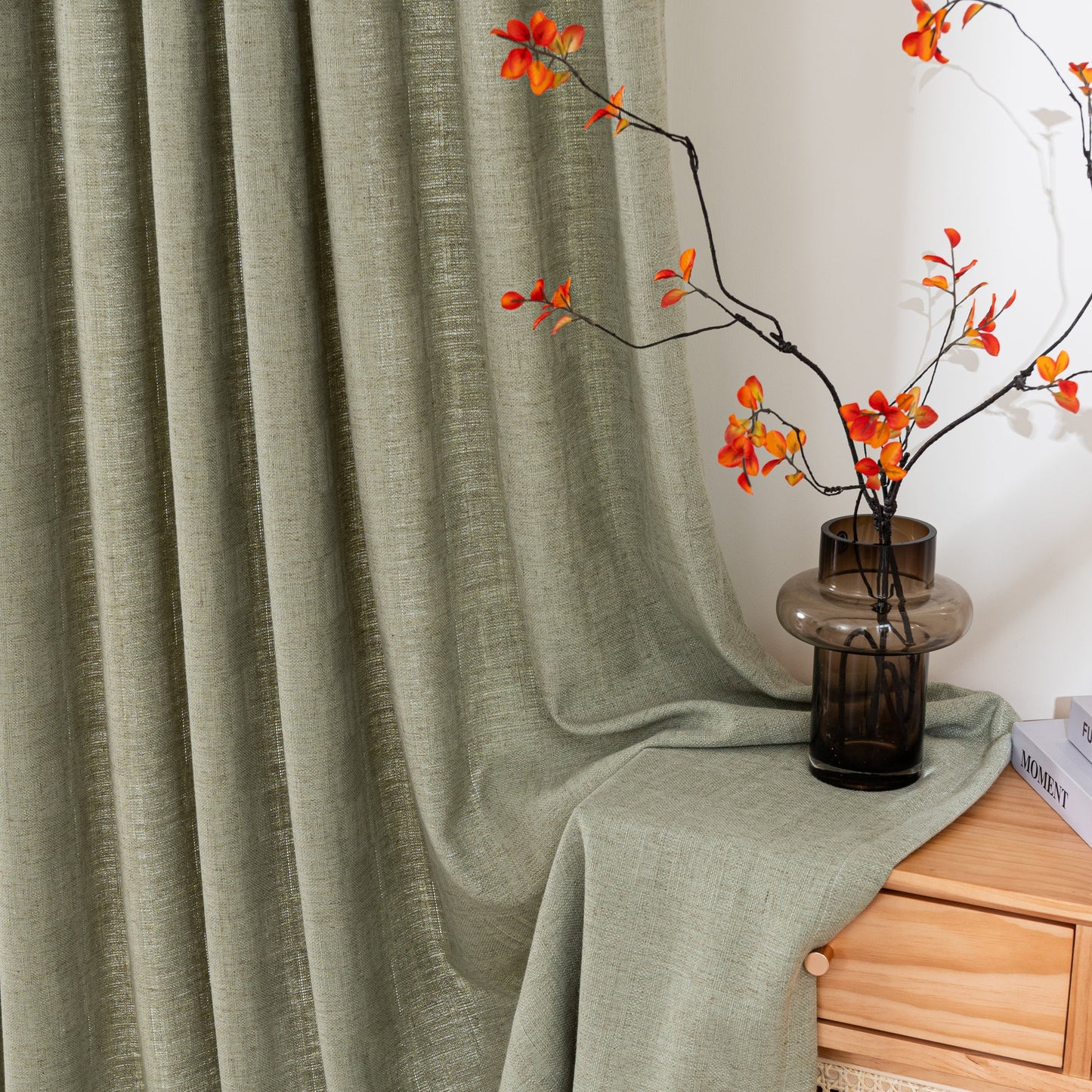 Bil Blended Linen Curtain Pleated