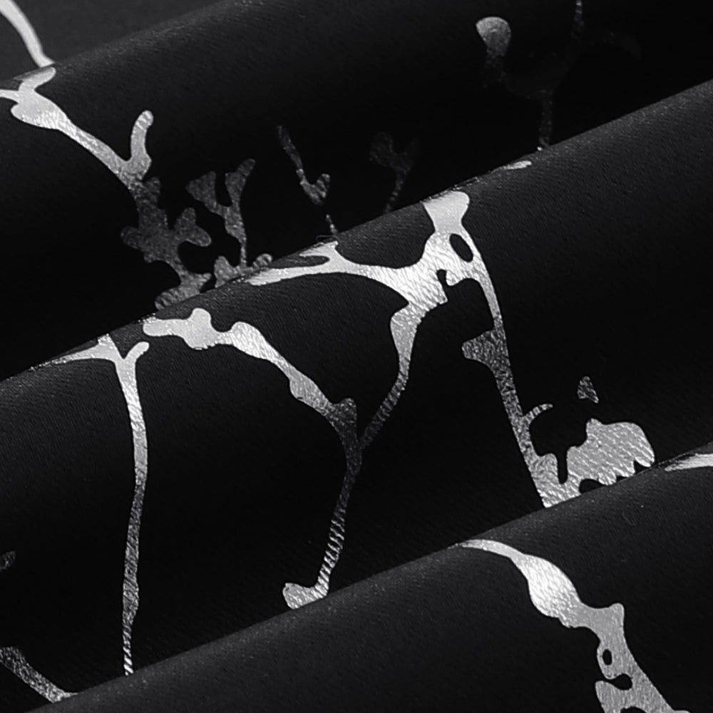 Smarcute Blockout Foil Print Twig Tree Grommet Curtain - 2X 132x160cm
