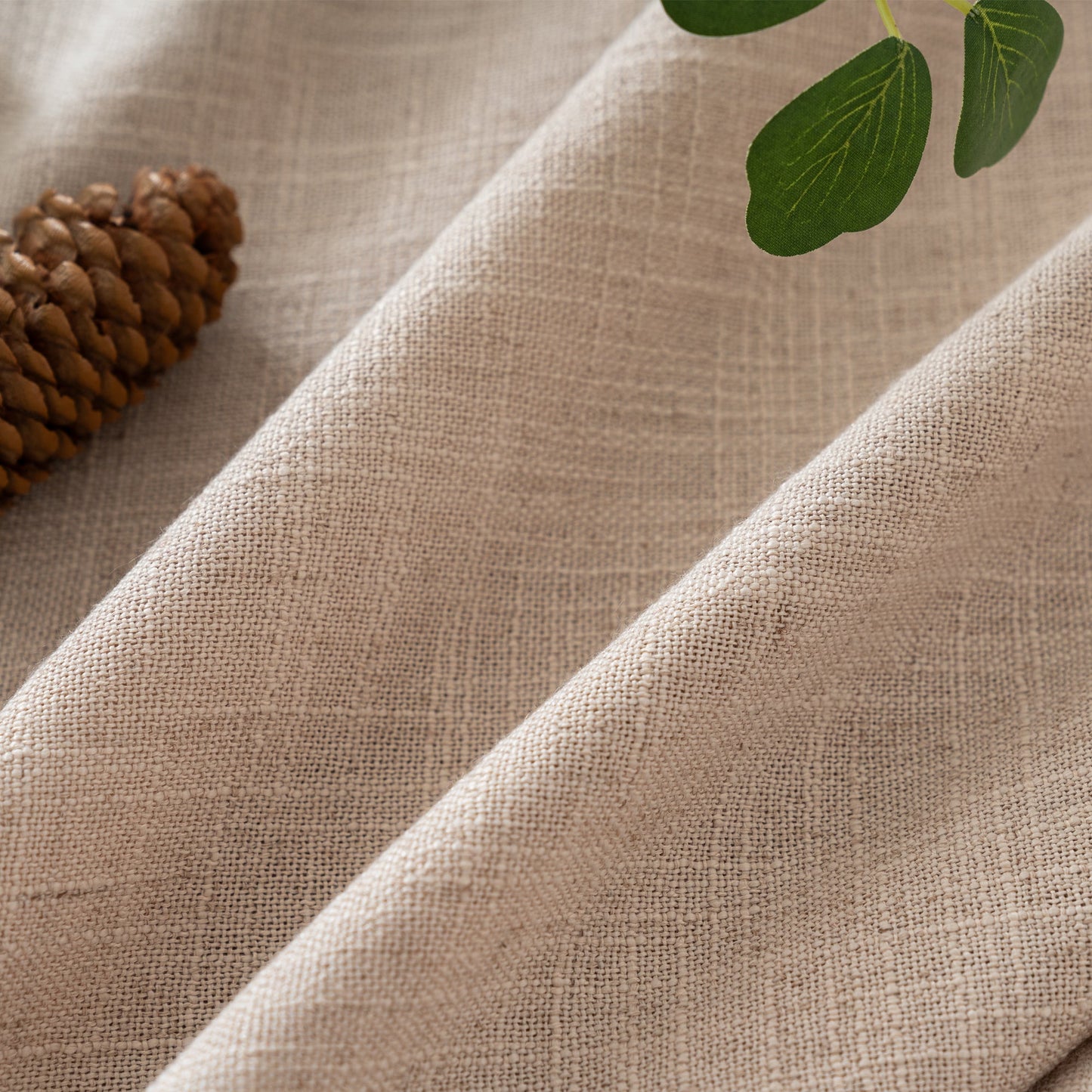 Caelis Textured Linen Cotton Blend Curtain Pleated
