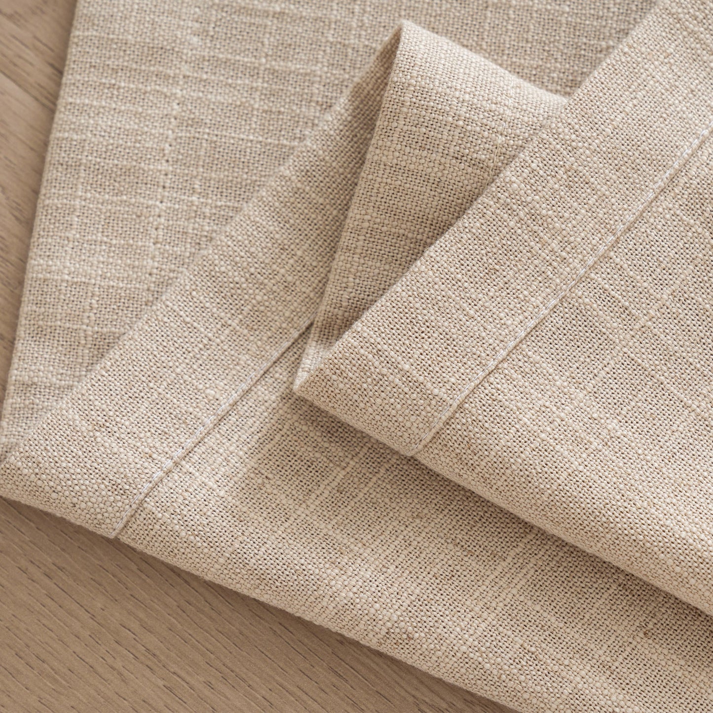 Caelis Textured Linen Cotton Blend Curtain Pleated