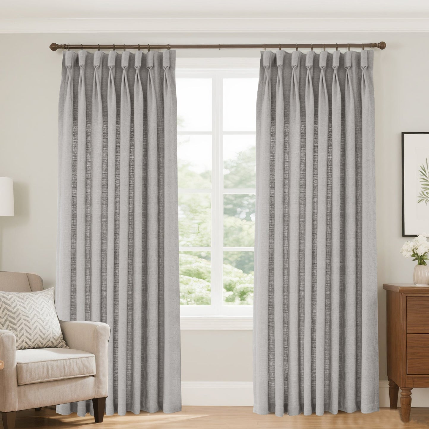 Bil Blended Linen Curtain Pleated