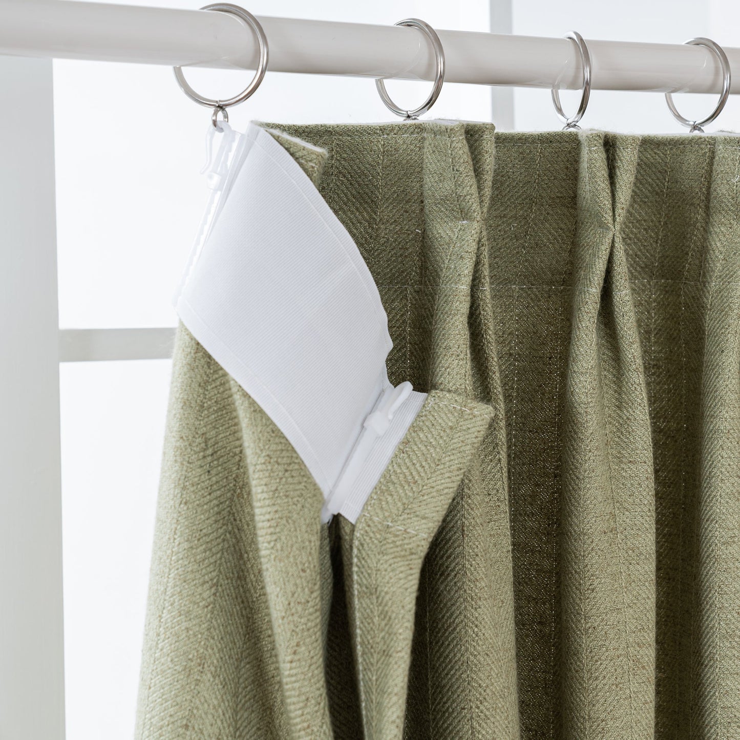 Lun Herringbone Pinstripe Premium Linen Blended Curtain Pleated