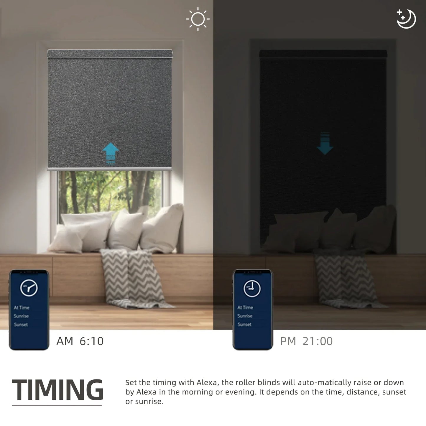 Motorized Roller Shades 100% Blackout Eclipse