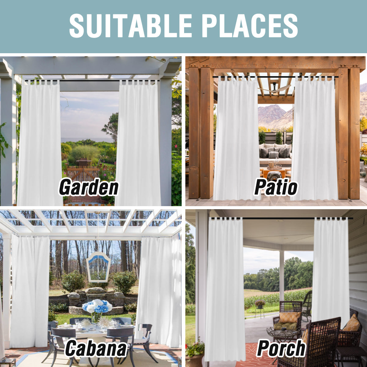 Nira Waterproof Faux Linen Outdoor Curtains