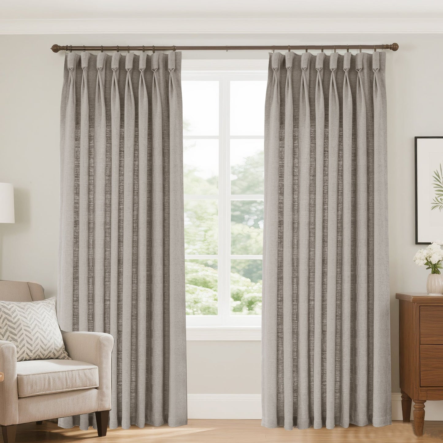 Bil Blended Linen Curtain Pleated