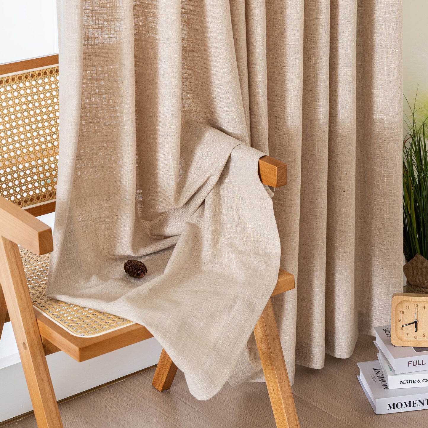 Caelis Textured Linen Cotton Blend Curtain Pleated