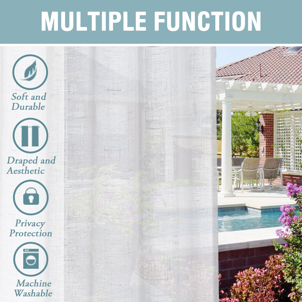 Nira Waterproof Faux Linen Outdoor Curtains
