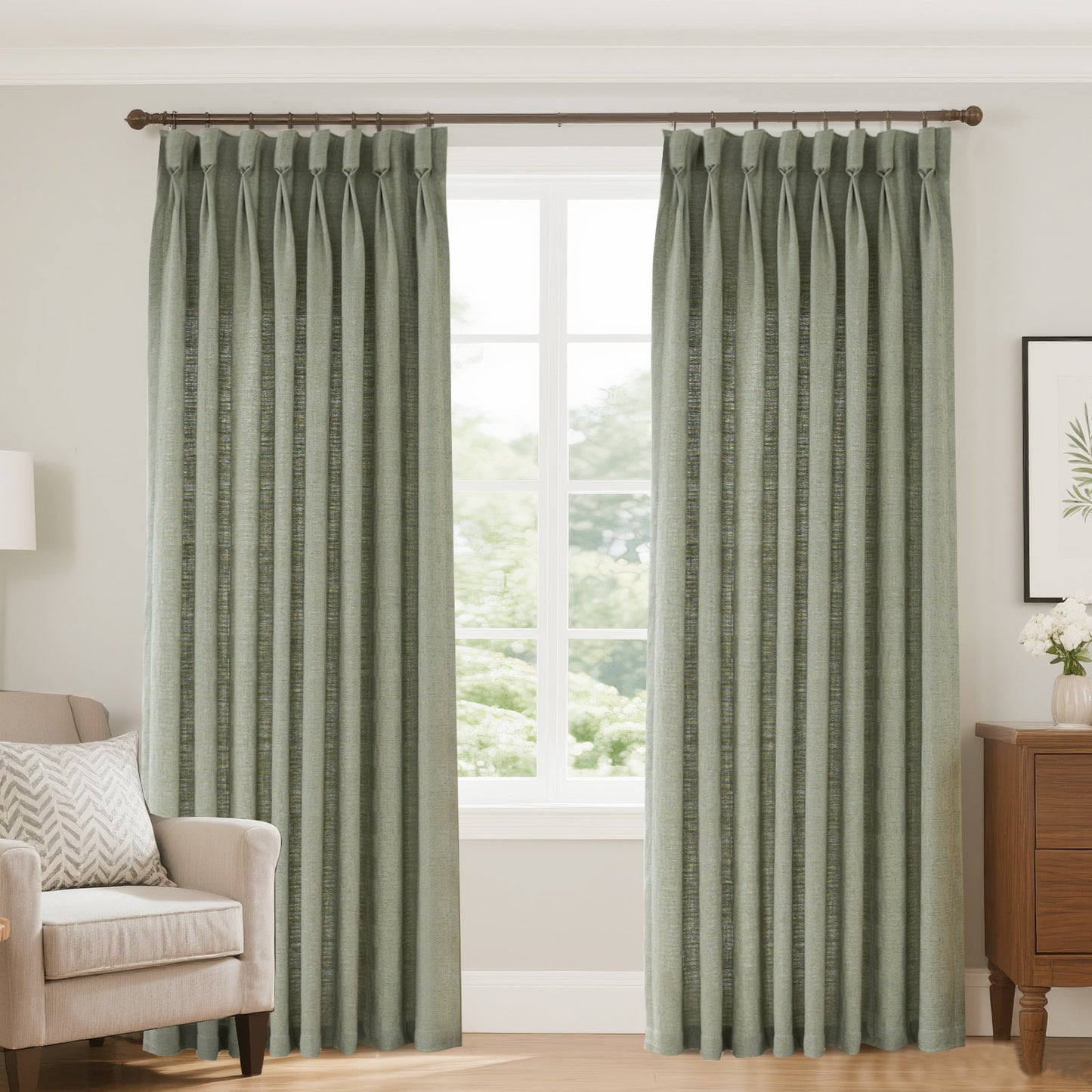 Bil Blended Linen Curtain Pleated