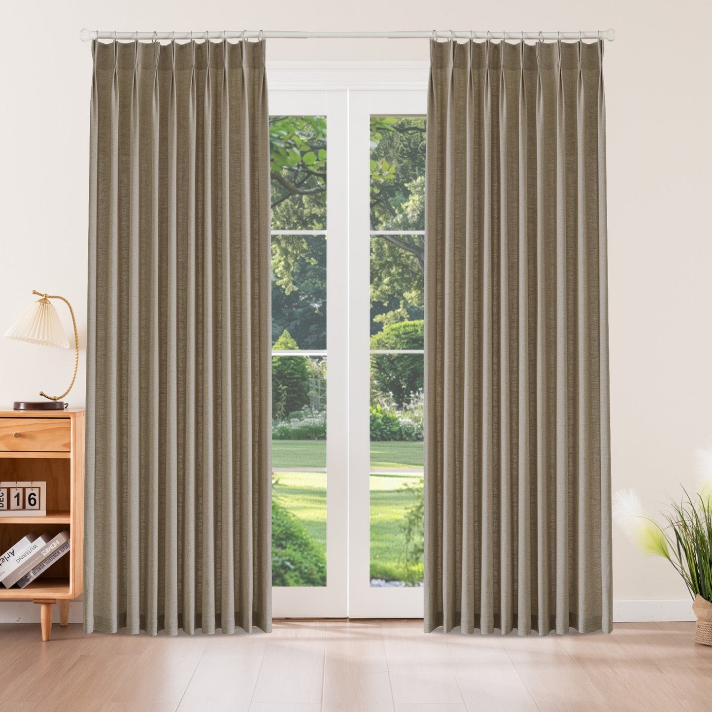 Caelis Textured Linen Cotton Blend Curtain Pleated