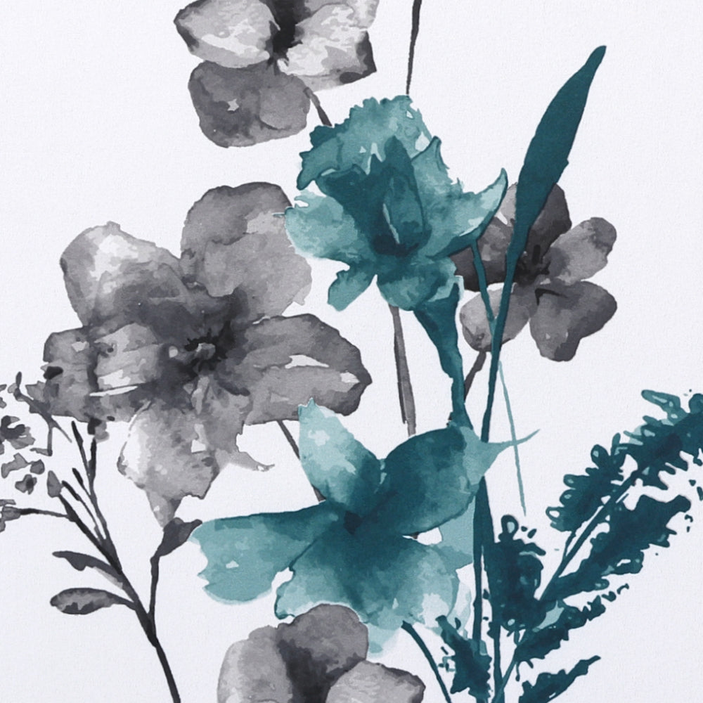 Black Back Printed Floral Curtain