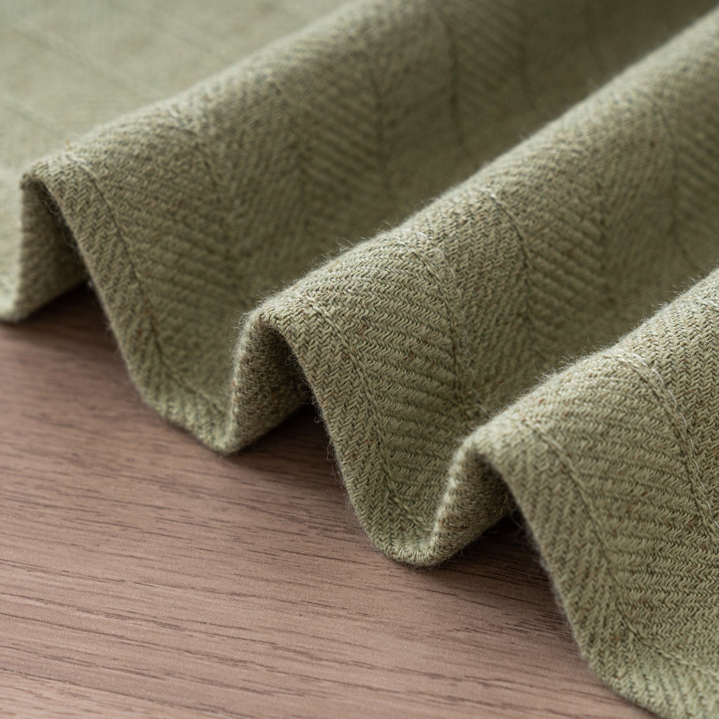 Lun Herringbone Pinstripe Premium Linen Blended Curtain Pleated