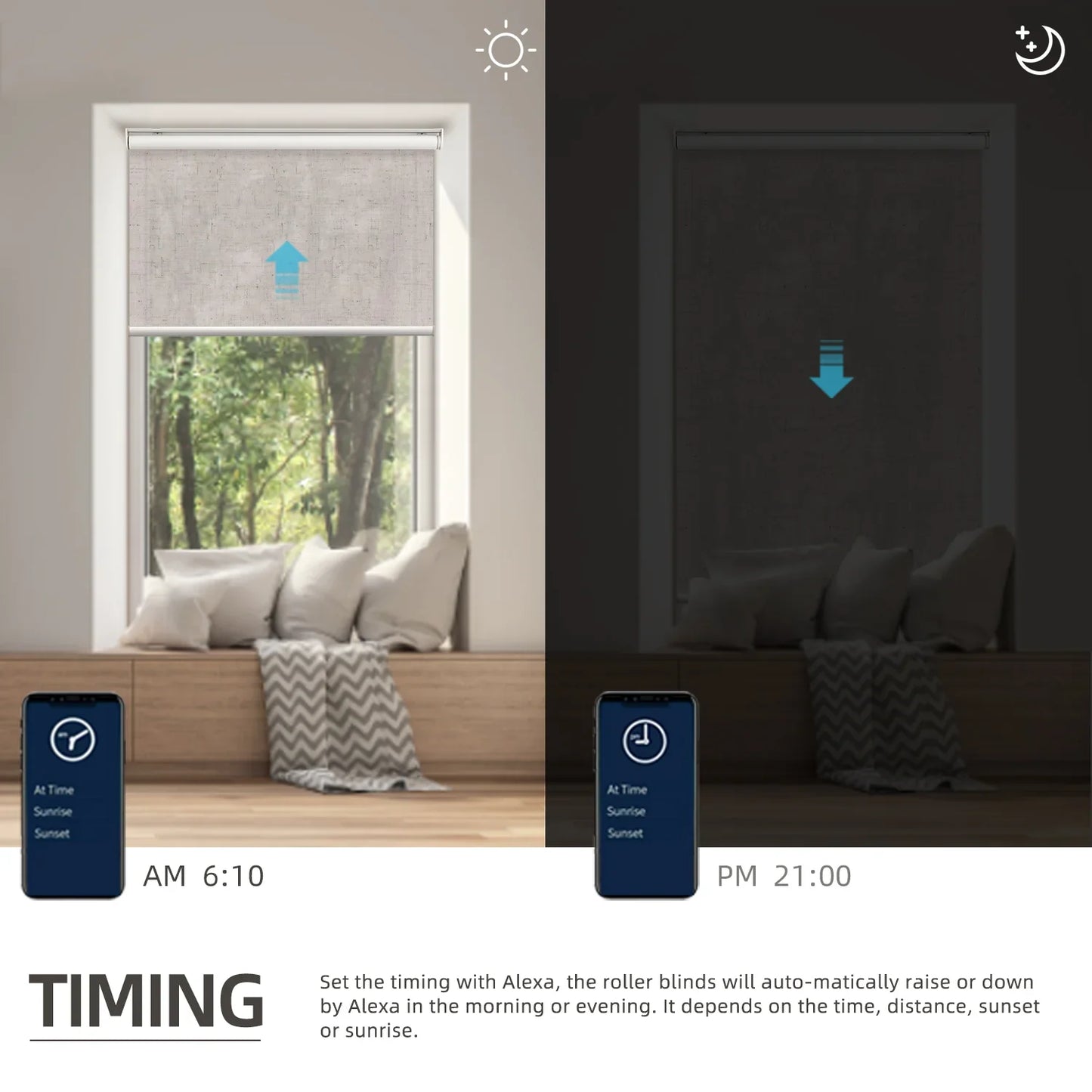 Motorized Light Filtering Roller Shades 70% Blackout Linen