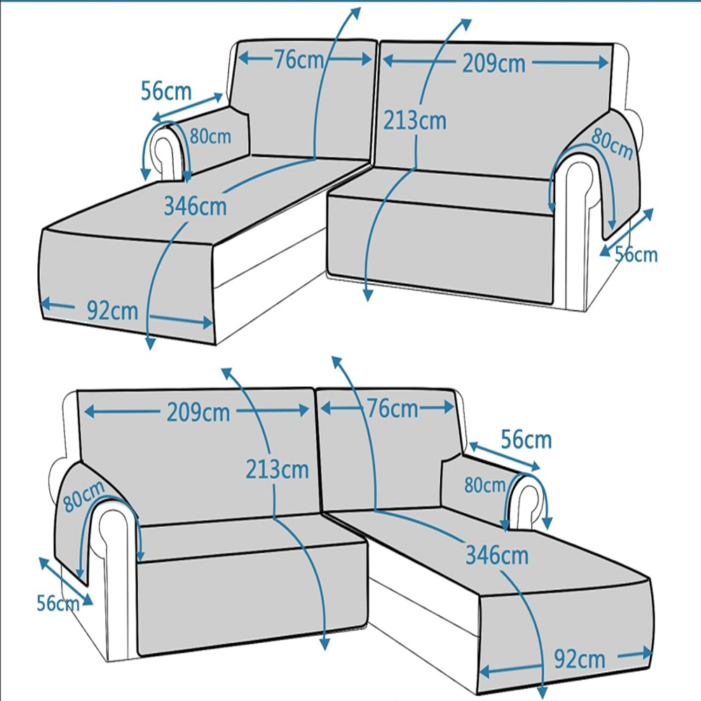 Smarcute 4 Seater and 1 Chaise Lounge L-shaped Reversible Slipcover