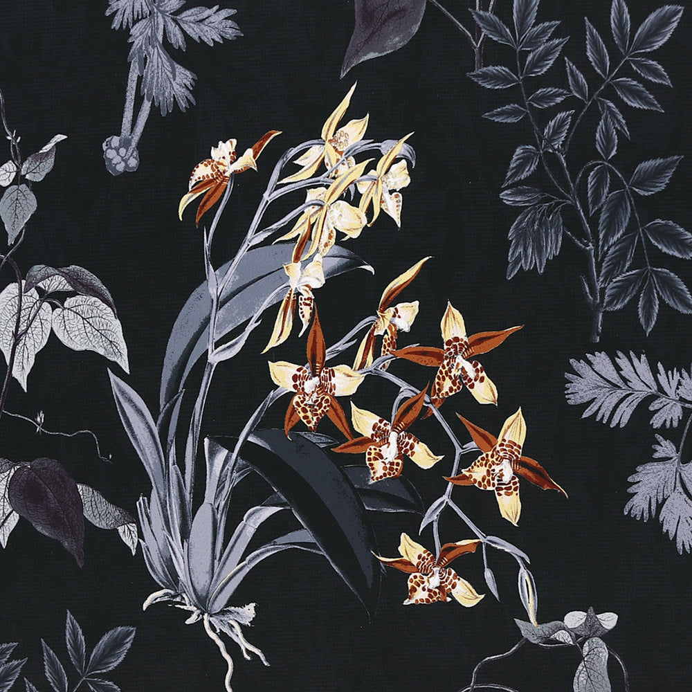 Black Back Printed Floral Curtain